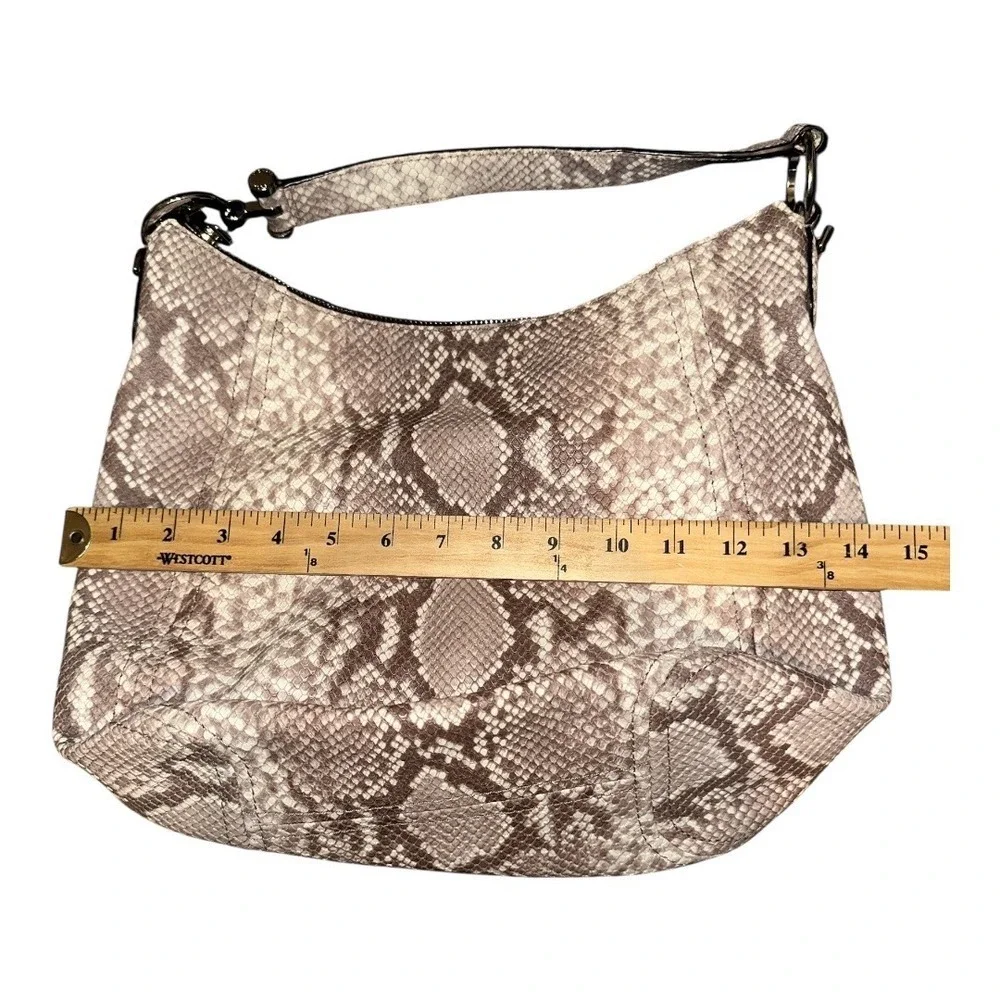 Michael Kors Fulton Brown Snakeskin Hobo Shoulder Bag